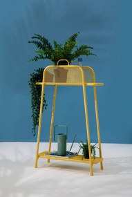 Žltá kovová polica na balkón Garden Pleasure MWH, výška 105,5 cm