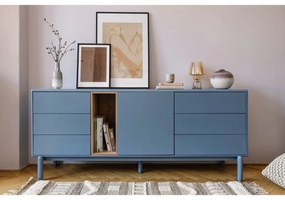 Modrá/sivá nízka komoda 180x76 cm Corvo – Teulat