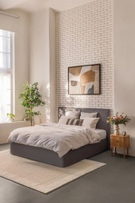 Sivá čalúnená dvojlôžková posteľ s úložným priestorom s roštom 180x200 cm Thessa Bold – Bonami Selection
