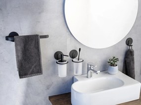 Matne čierny samodržiaci kovový držiak na uteráky Bivio – Wenko