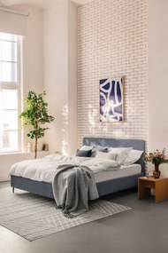 Modrá čalúnená dvojlôžková posteľ s roštom 160x200 cm Noira Slim – Bonami Selection
