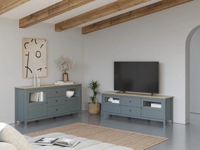 Komoda sivozelená z borovicového dreva 180x80x40 cm Misti – Marckeric