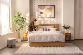 Čalúnená dvojlôžková posteľ s úložným priestorom s roštom 160x200 cm v horčicovej farbe Thessa Bold Line – Bonami Selection