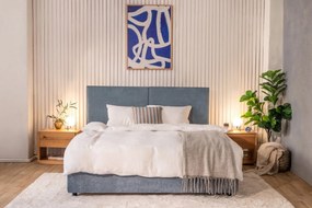 Modrá čalúnená dvojlôžková posteľ s úložným priestorom s roštom 160x200 cm Myra Bold – Bonami Selection