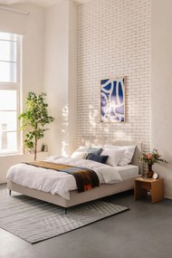 Béžová čalúnená dvojlôžková posteľ s matracom/s roštom 180x200 cm Noira Slim – Bonami Selection