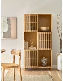 Knižnica v dekore duba s posuvnými dverami v prírodnej farbe 85x170 cm Beyla – Kave Home