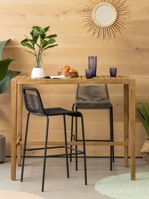 Čierna barová stolička s oceľovou konštrukciou Kave Home Glenville, výška 74 cm