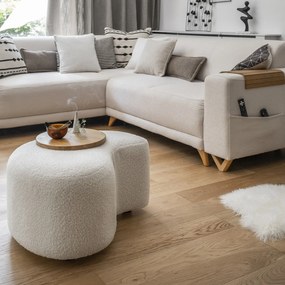 Biely taburet z textílie buklé Miuf – Miuform