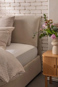 Béžová čalúnená dvojlôžková posteľ s úložným priestorom s roštom 180x200 cm Thessa Pillow – Bonami Selection
