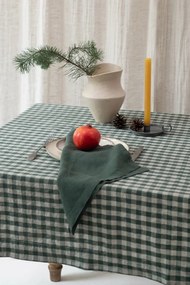 Ľanový obrus 140x200 cm Forest Green Gingham – Linen Tales