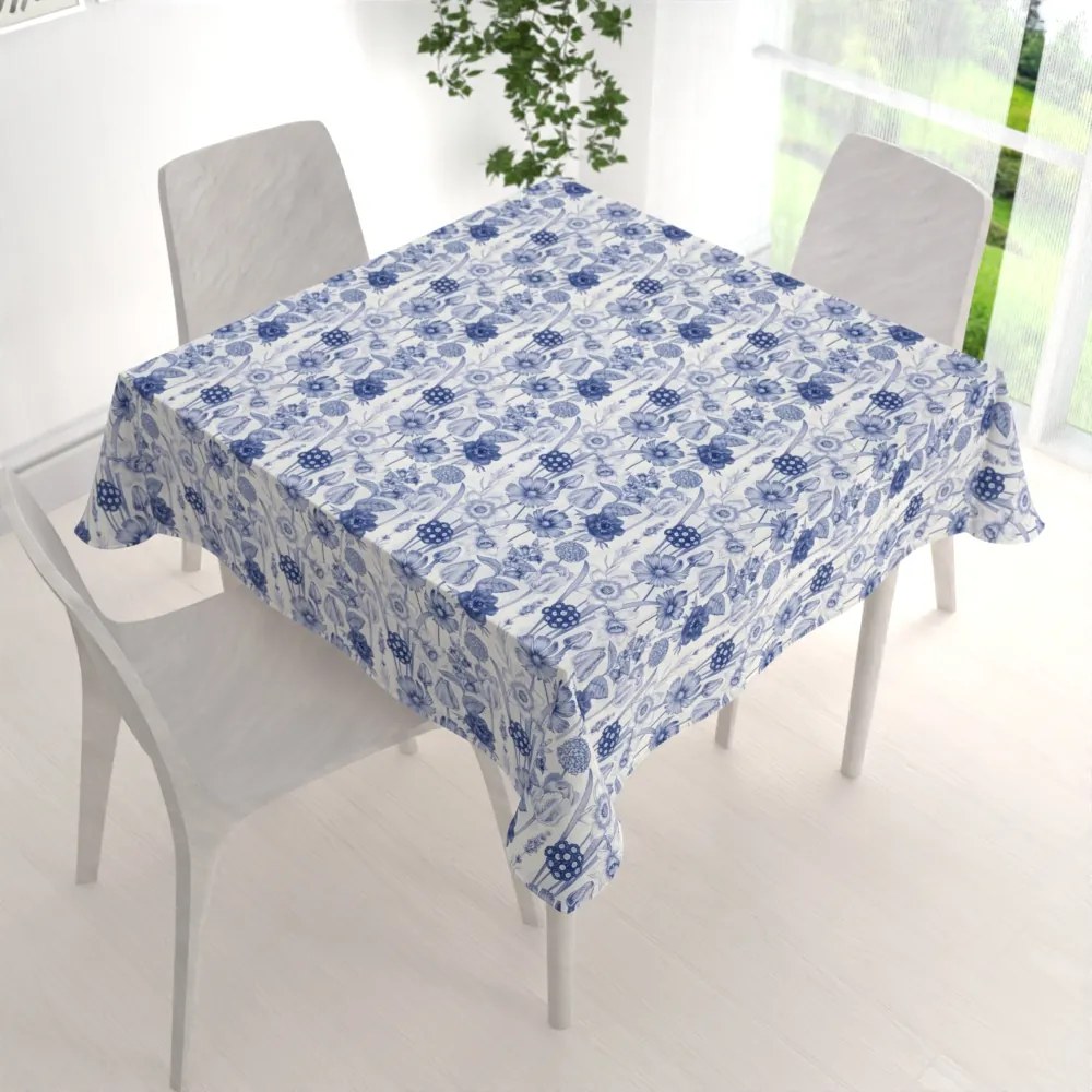 Biante Dekoračný štvorcový obrus PML-090 Modré jarné kvety na bielom 40x40 cm