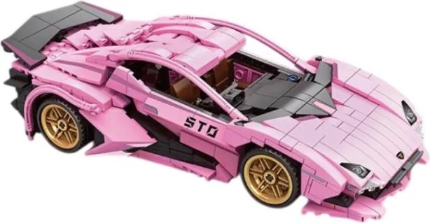 Stavebnica auta SUPERCAR No.J2010 ružová - 702 dielikov