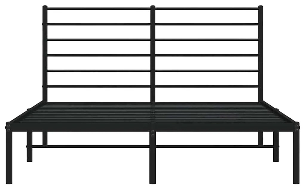 Kovový rám postele s čelom čierny 150x200 cm