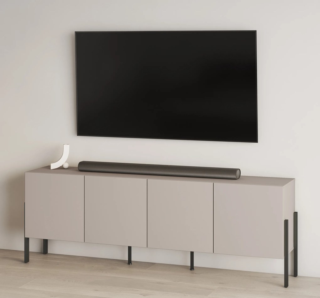 TV skrinka Jukon 204 cm - kašmír / čierne nožičky