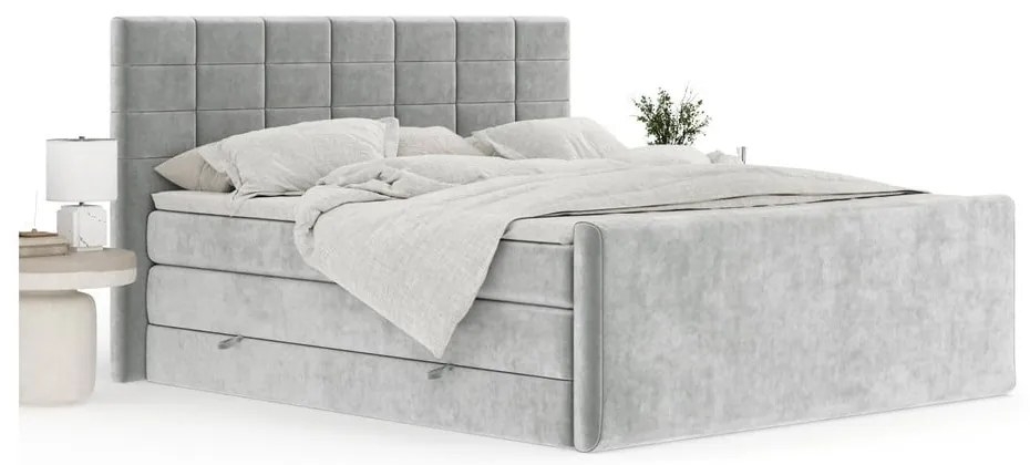Svetlosivá boxspring posteľ s úložným priestorom 180x200 cm Ava – Maison de Rêve