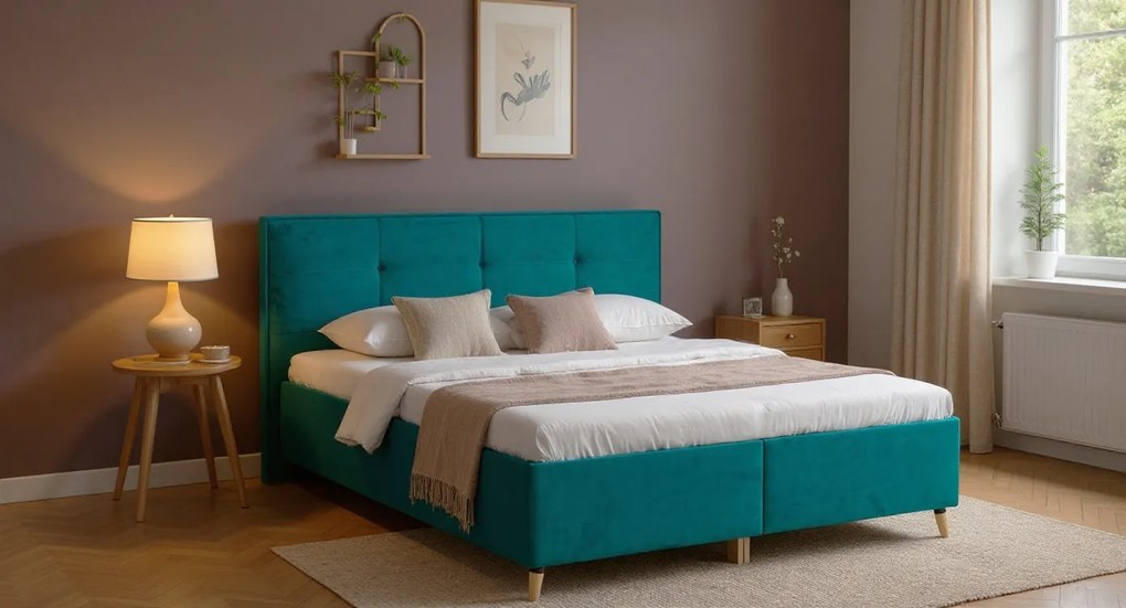 DREVONA® Manželská posteľ 180 cm  ZARA, tyrkysová Terra 75