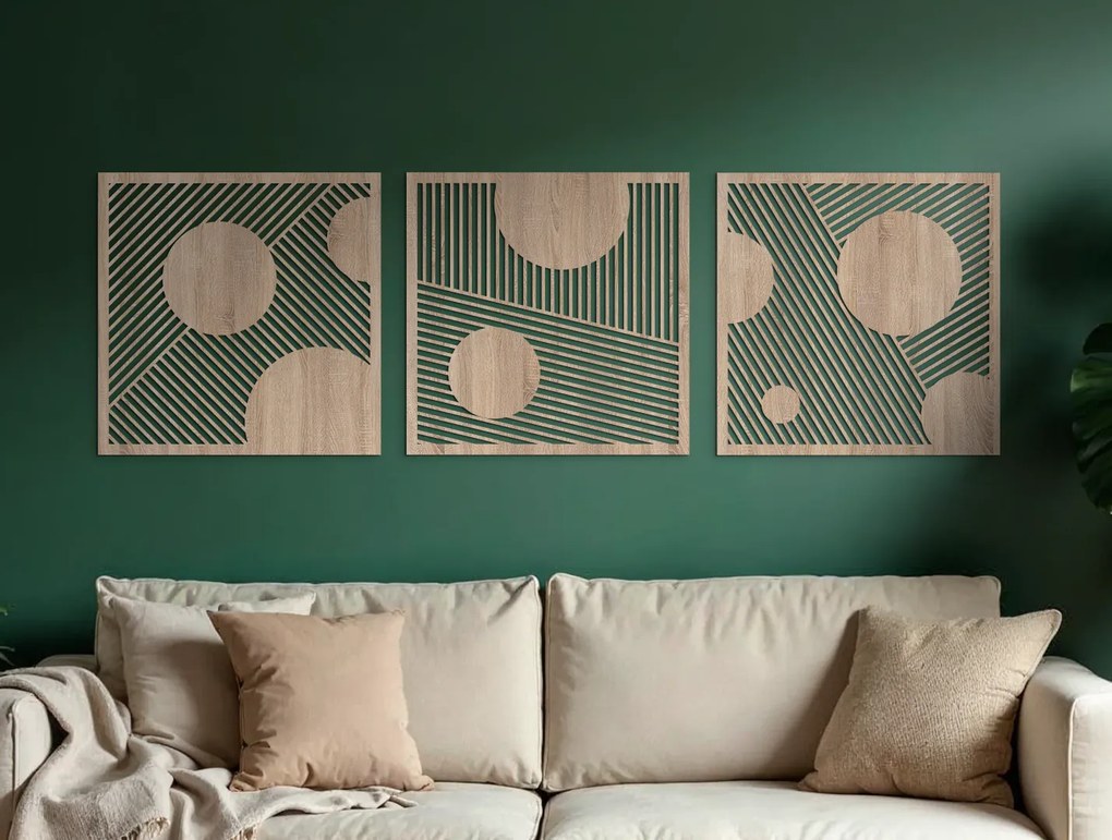 drevko Abstraktný obraz na stenu Bubliny Rozmer obrazu: 37,5 x 120 cm, Farba dekorácie: Čierna
