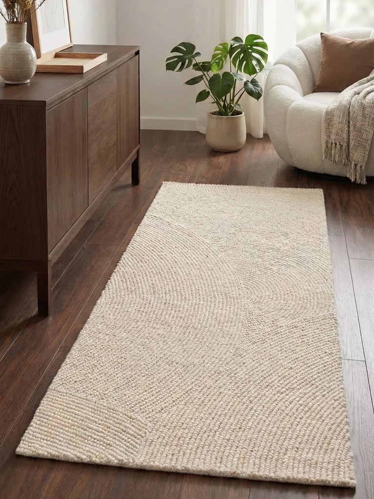 Hanse Home, Behúň Calmio 106220 Natural White, 80x200, biela, obývacia izba