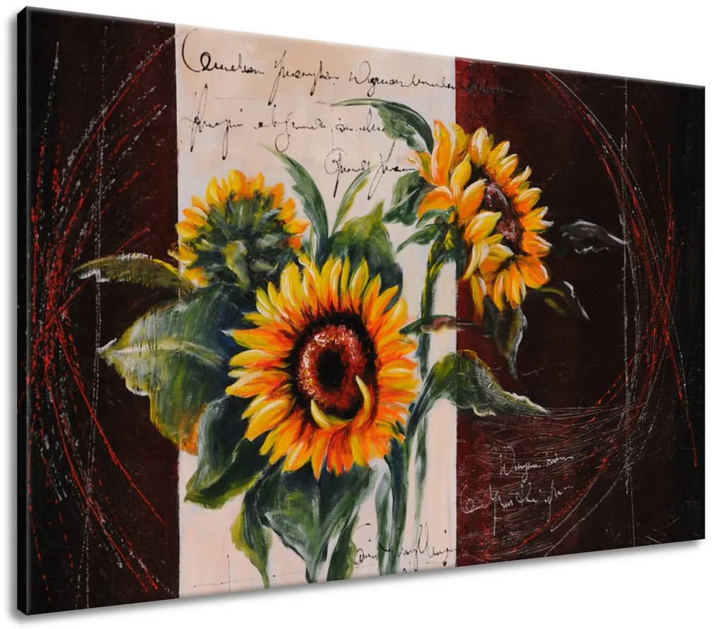 Gario Ručne maľovaný obraz Skromné slnečnice Rozmery: 120 x 80 cm