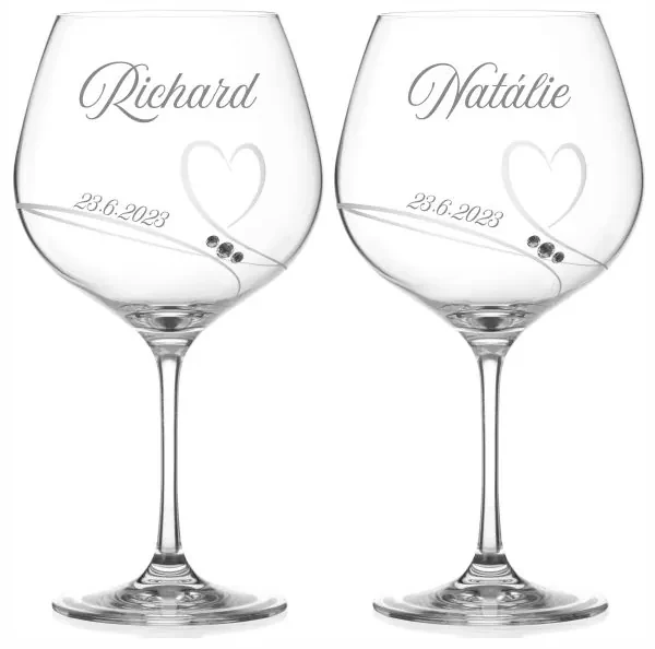 Svadobné poháre na Gin Tonic Diamante Romance, 2 ks