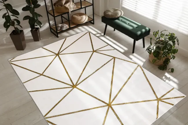 Koberec EMERALD exkluzívny 1013 glamour, styl geometrický krémový / zlatý