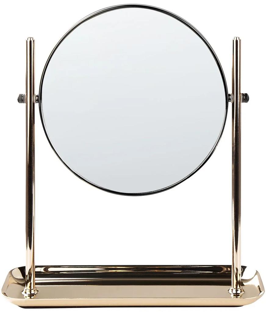 Kozmetické zrkadlo ø 20 cm zlatá/čierna FINISTERE Beliani