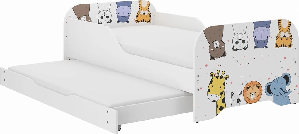 Wooden Toys Detská posteľ MIKI 160x80 MINI ZOO s funkciou spania