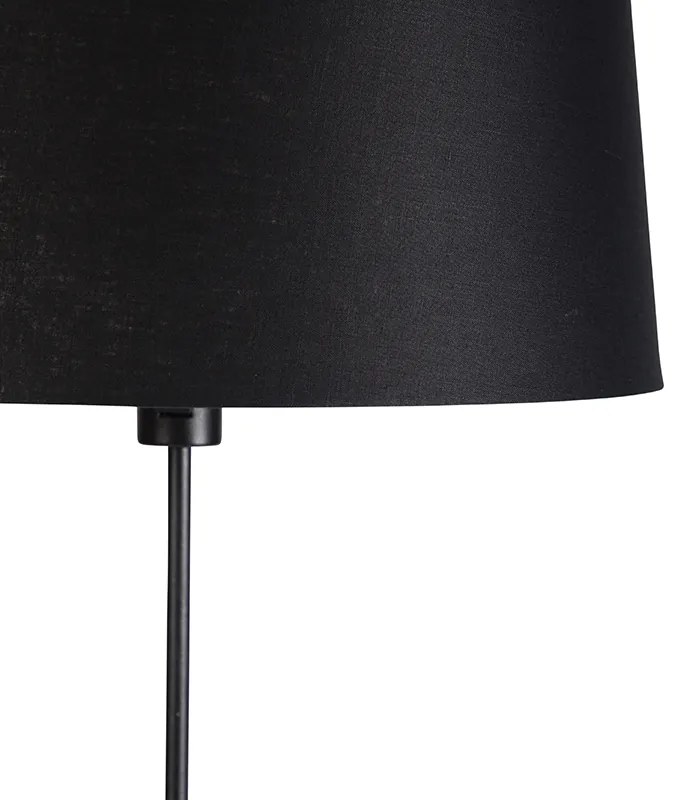 Stojaca lampa čierna s čiernym ľanovým tienidlom 45 cm nastaviteľná - Parte