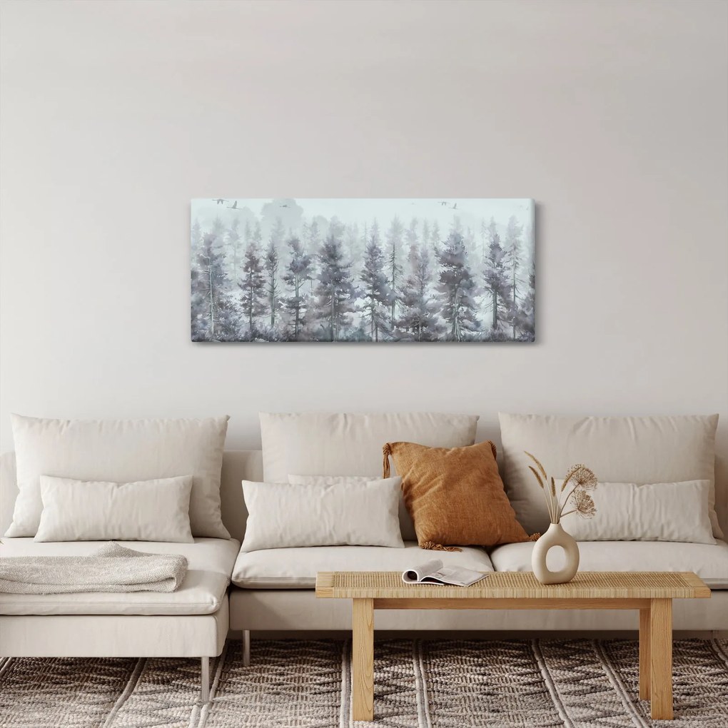 Obraz - Borovicový les II., aquarel (120x50 cm)