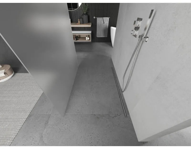 Mexen Kioto, priechodná sprchová zástena 110 x 200 cm, 8mm sklo námraza, 2x chrómová stabilizačná rozpera, 800-110-002-01-30