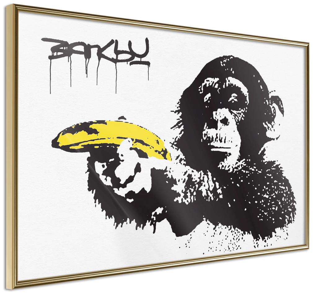 Artgeist Plagát - Banana Gun [Poster] Veľkosť: 30x20, Verzia: Zlatý rám s passe-partout