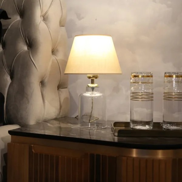 Stolná lampa AYD 1xE27/40W/230V béžová/číra