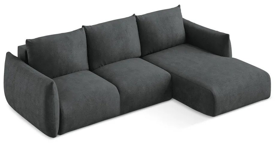 Tmavosivá ženilková rozkladacia rohová pohovka (pravý roh/s leňoškou) Leila – Makamii