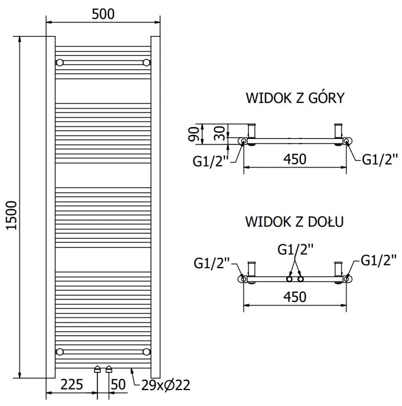 Mexen Mars, vykurovacie teleso 1500 x 500 mm, 626 W, biela, W110-1500-500-00-20