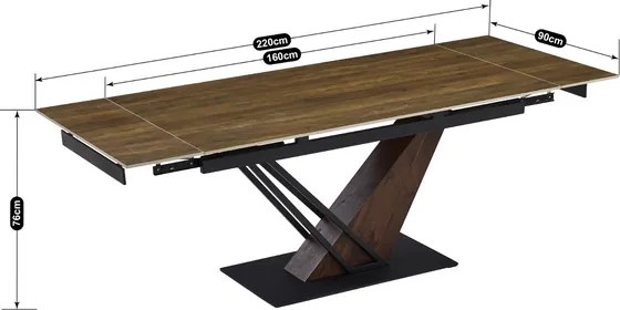 Stôl SANNY 180–240 cm tamvý dub/čierny