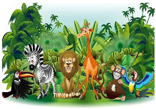 Samolepiaca fototapeta - Jungle Animals Veľkosť: 196x140, Verzia: Samolepiaca