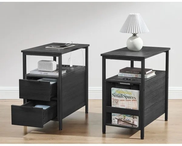 Odkladací stolík s integrovanými zásuvkami a USB portami ROD čierna