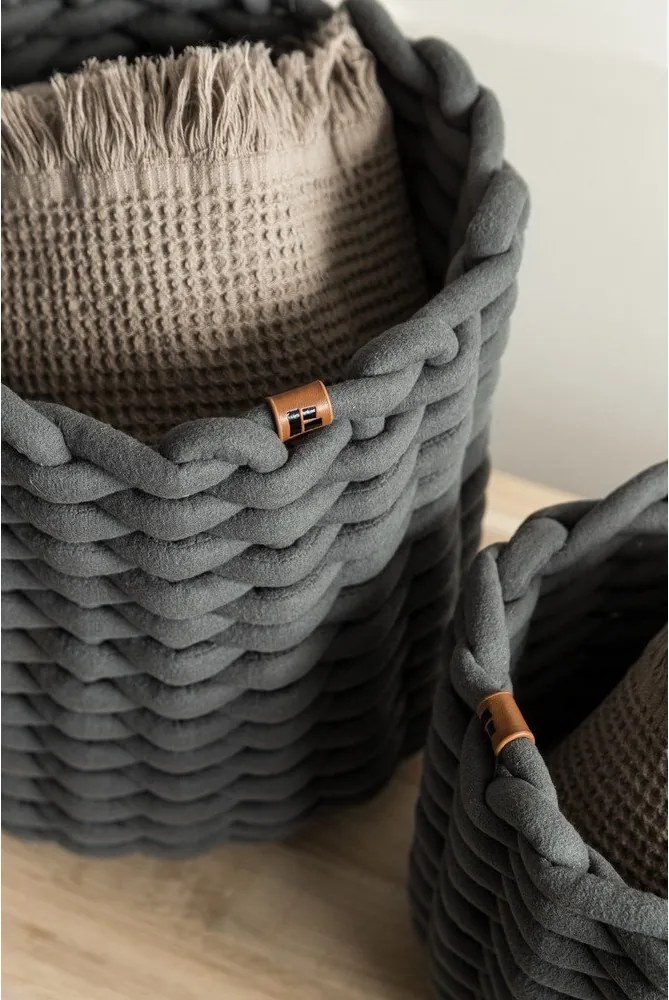 Látkový košík ø 25x25 cm Peach Skin Round M – Bigso