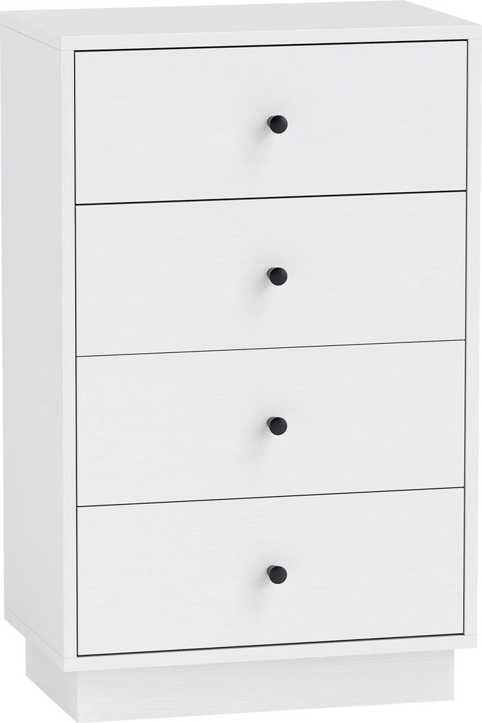 HOMCOM Komoda so 4 zásuvkami z inžinierskeho dreva v modernom štýle, 47 x 29 x 75 cm, biela | Aosom