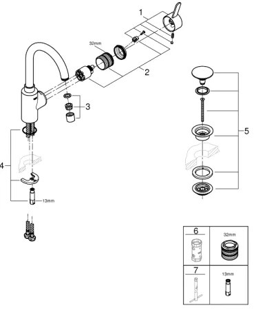 GROHE 23933001 - Umývadlová batéria EUROSMART COSMOPOLITAN veľkosť L chróm