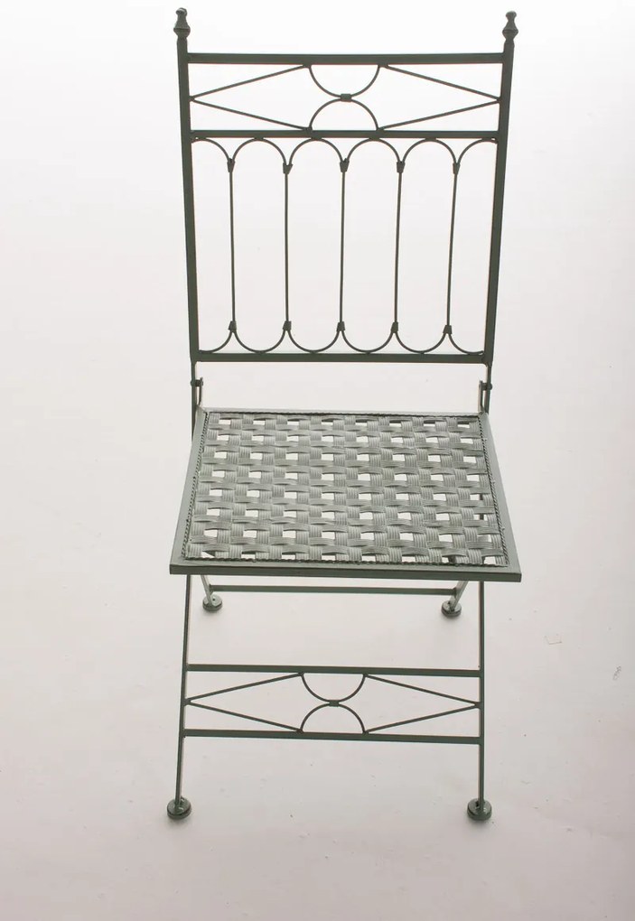 Kovová skladacia stolička Asina - Zelená antik