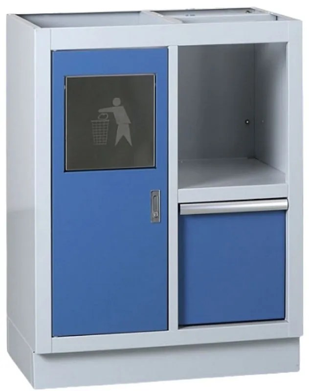 Dielenská skrinka s odpadkovým košom k pracovnej doske EXPERT, 680 x 455 x 910 mm, modrá
