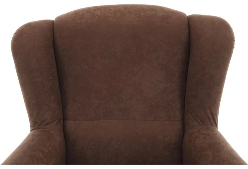 Kondela Kreslo, ušiak s taburetom, hnedá látka, ASTRID
