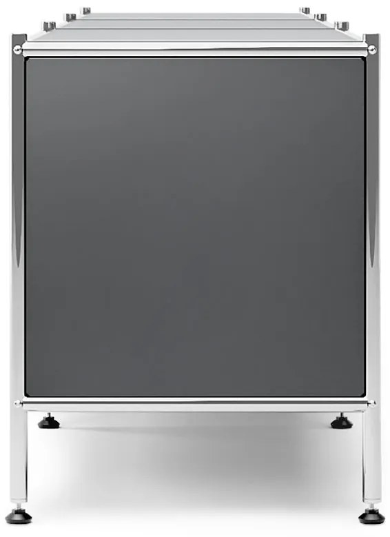 Nízky kovový stolík »CN3« s 3 sklopnými priehradkami, sivý