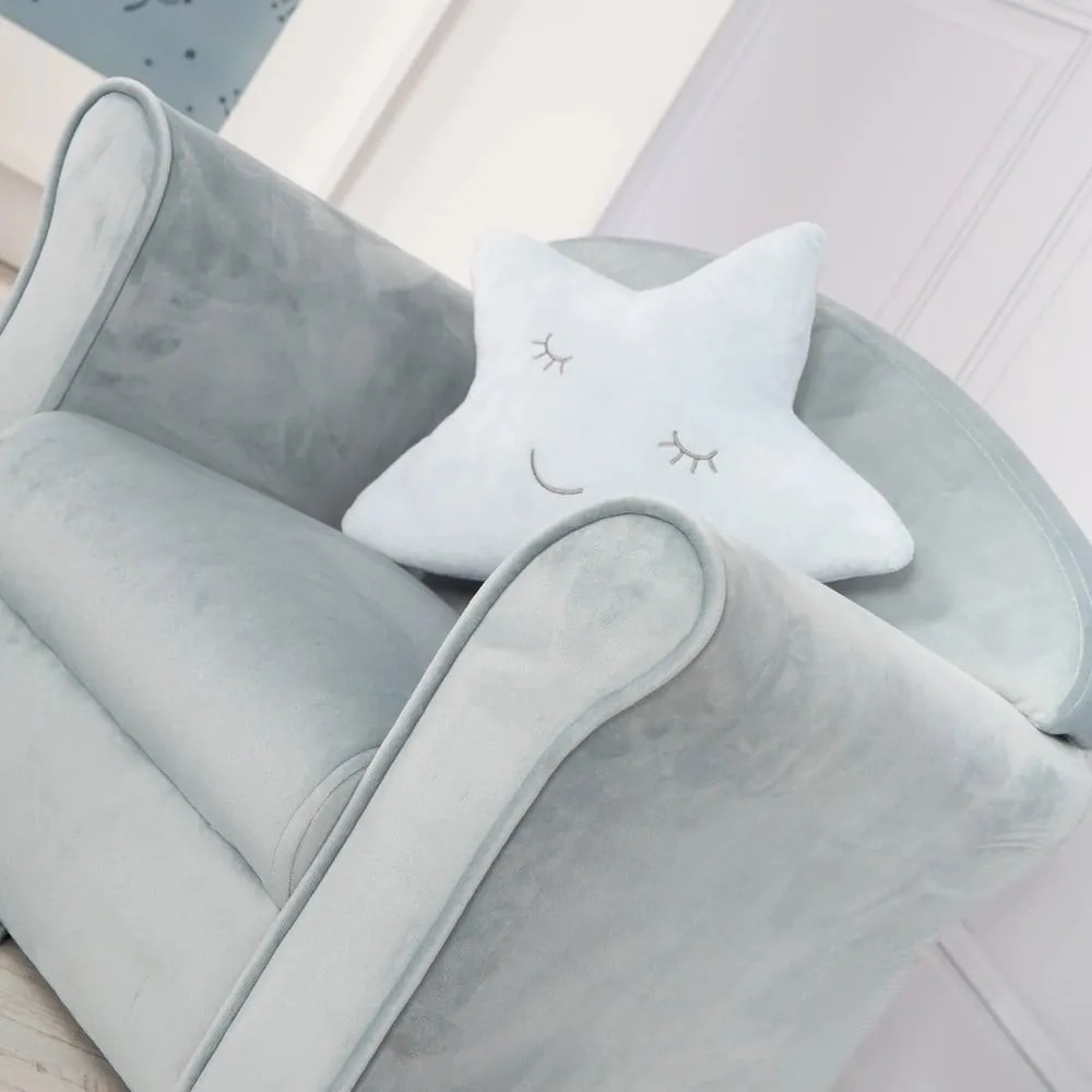 Svetlomodré zamatové detské kresielko Lil Sofa – Roba