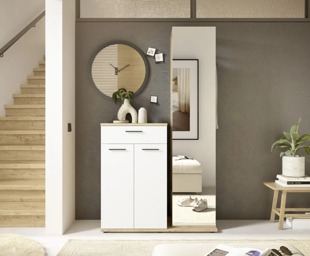 Predsieňová stena Malaga, dub evoke/biela