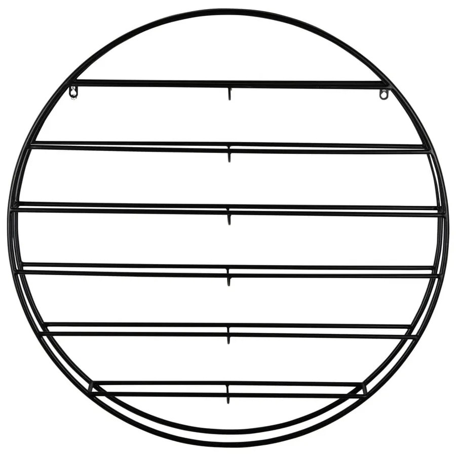 Čierny nástenný kovový regál na víno počet fliaš 12 80x80x9 cm Redondo – PT LIVING