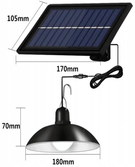 Izoxis Solárne závesné LED lampy s diaľkovým ovládaním, IP44, 2200mAh čierna