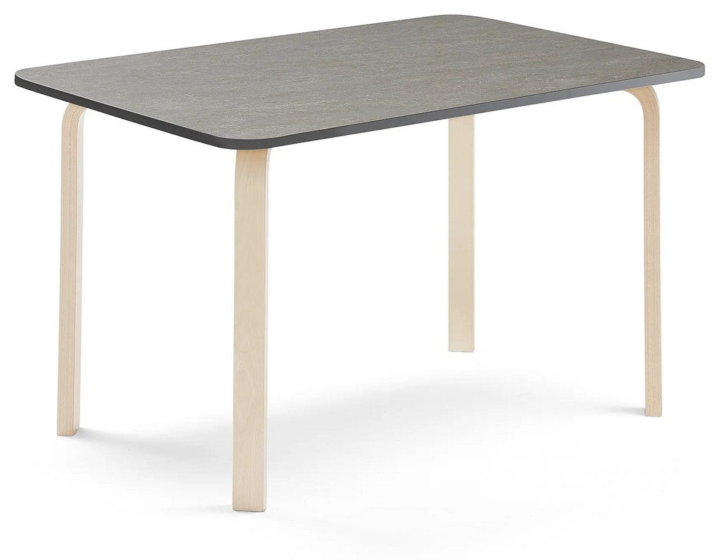 Stôl ELTON, 1400x700x710 mm, linoleum - tmavošedá, breza