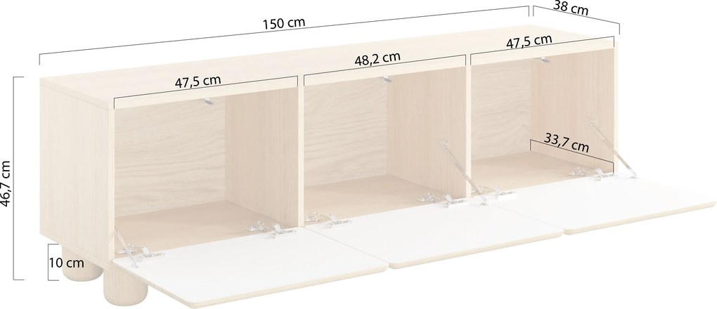 TV skrinka Arlo 150 cm trojdverová - dub vicenza